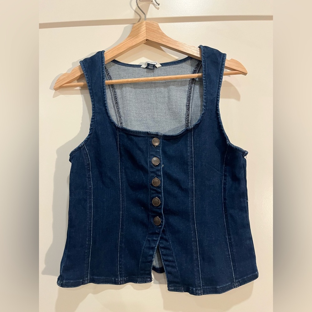 American Eagle Square Neck Button Up Denim Vest 2025 Western boho festival S